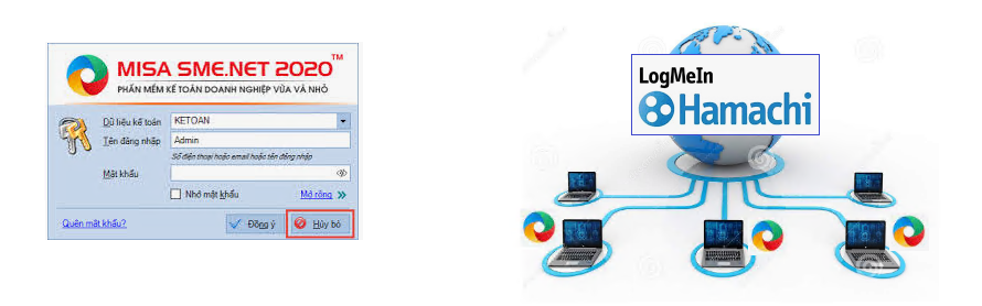 Kết nối máy trạm với phần mềm kế toán MISA SME tới máy chủ ở xa qua Internet